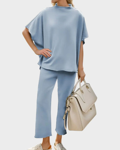 Relaxed Batwing Top & Wide-Leg Pants Set