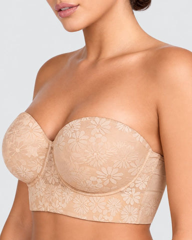 Strapless Longline Half-Cup Corset Bra