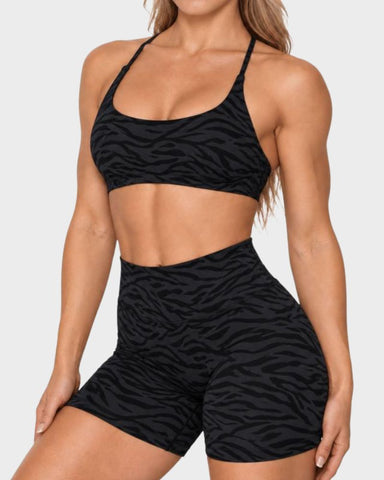 Seamless Multi-Print Sculpting Sports Bra & Shorts Set