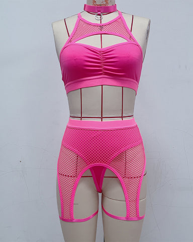 Womens Babydoll Mesh Bra And Panty Set