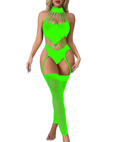 Sexy lingerie backless see-through one-piece crothless mesh bodystockings