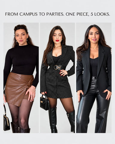 Fleece-Lined Sheer-Effect Tummy Control Tights Bodysuit