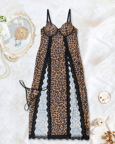 Leopard print maxi nightgown