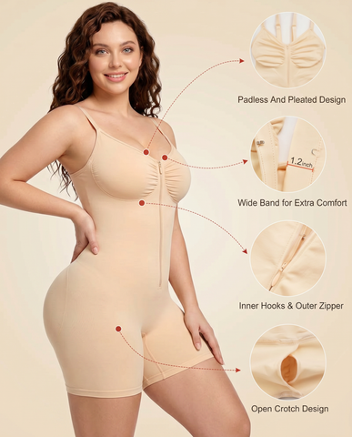 Women's High Elastic Zipper Adjustable Straps Breathable Mesh Design Tummy Control Body Shaper