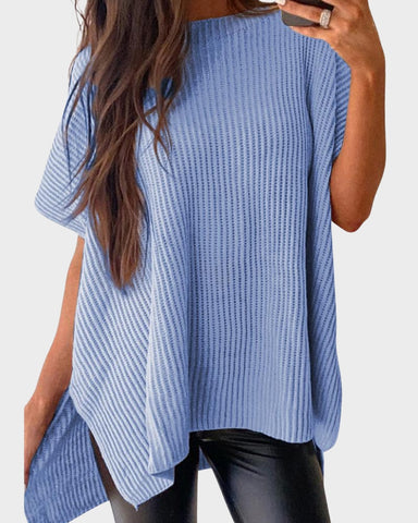 Relaxed Oversized Puff-Sleeve Knit Pullover Top