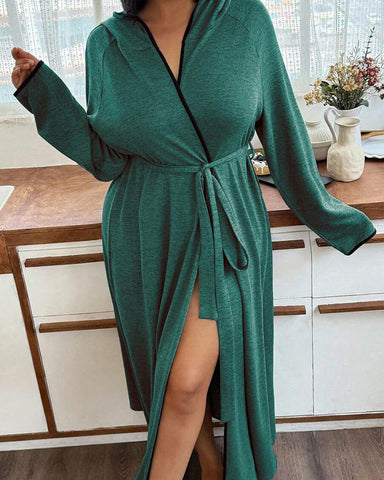 Women’s Long Sleeve Bathrobe – Cozy Casual Robe with Belt