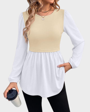 Women’s Long Sleeve Babydoll Peplum Tunic Top