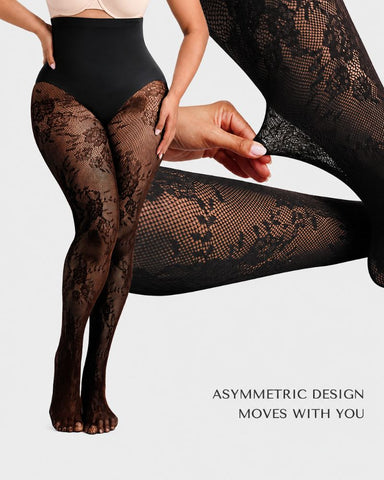 High-Waist Floral Lace Light Control Shaping Tights