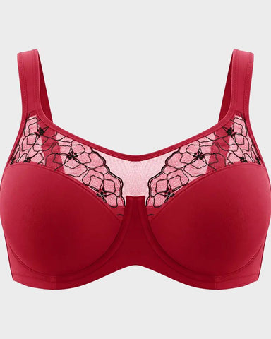 Plus Size Embroidered Full-Coverage Underwire Bra