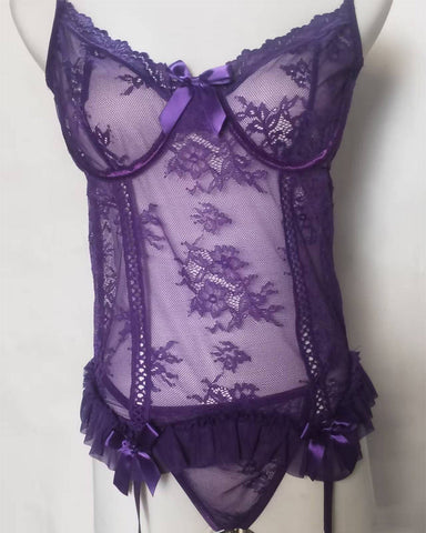 Women Sexy Lingerie Set Floral Lace Bodysuit