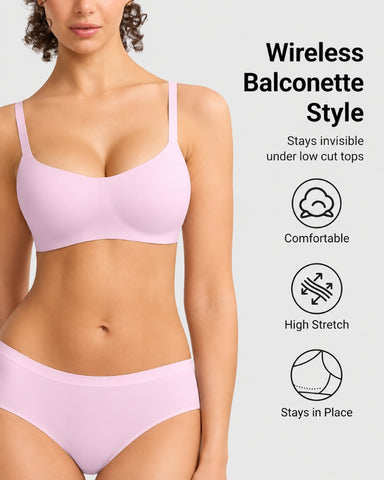 3-Pack Wireless Square-Neck Balconette Bras