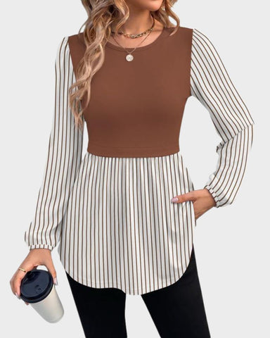 Women’s Long Sleeve Babydoll Peplum Tunic Top