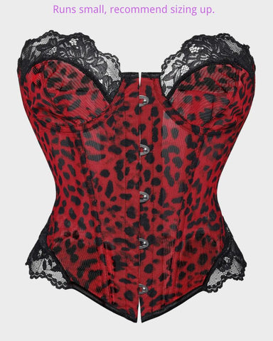 Y2K Leopard Lace Boned Corset Top