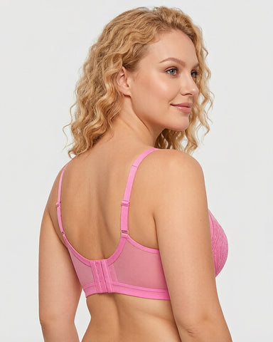 Plus Size Lace Mesh Full-Coverage Underwire Bra