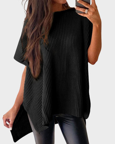 Relaxed Oversized Puff-Sleeve Knit Pullover Top