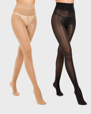 High-Waist Shiny Sheer Silky Pantyhose