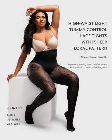 High-Waist Floral Lace Light Control Shaping Tights