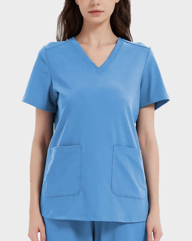 Stretch V-Neck 2-Pocket Uniform Costume Top