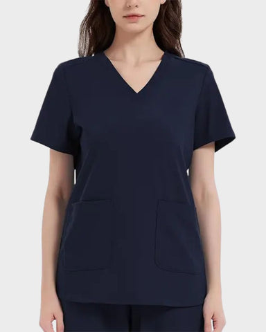 Stretch V-Neck 2-Pocket Uniform Costume Top