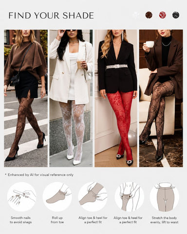 High-Waist Floral Lace Light Control Shaping Tights