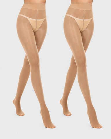 High-Waist Shiny Sheer Silky Pantyhose