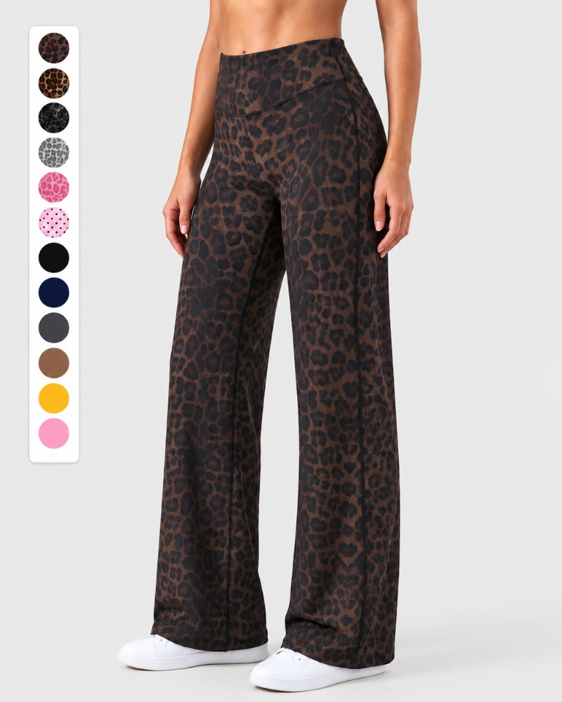 High-Waist Solid & Leopard Flare Pants