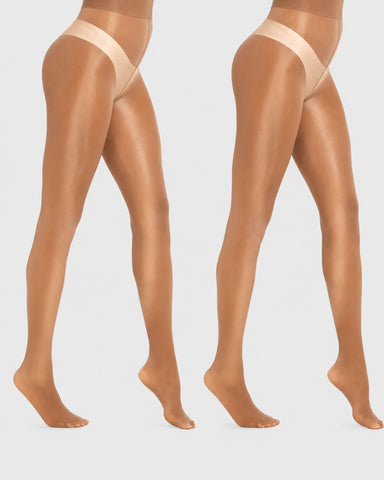 High-Waist Shiny Sheer Silky Pantyhose