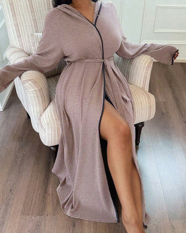 Women’s Long Sleeve Bathrobe – Cozy Casual Robe with Belt