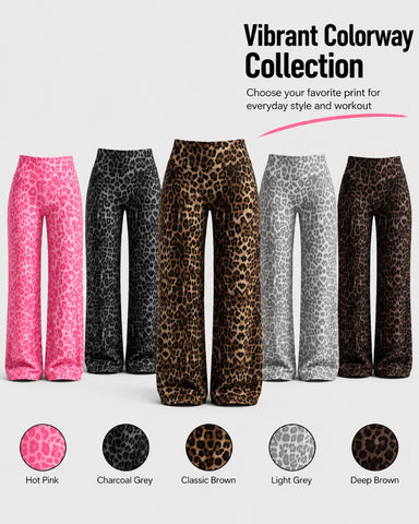 High-Waist Solid & Leopard Flare Pants