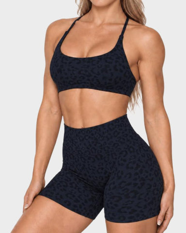 Seamless Multi-Print Sculpting Sports Bra & Shorts Set