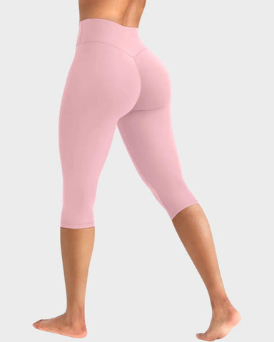 High-Waisted No-Front-Seam Scrunch Capri Leggings