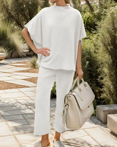 Relaxed Batwing Top & Wide-Leg Pants Set