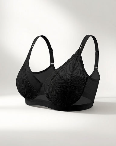 Plus Size Lace Mesh Full-Coverage Underwire Bra