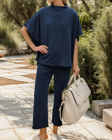 Relaxed Batwing Top & Wide-Leg Pants Set