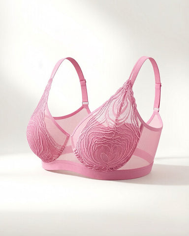 Plus Size Lace Mesh Full-Coverage Underwire Bra