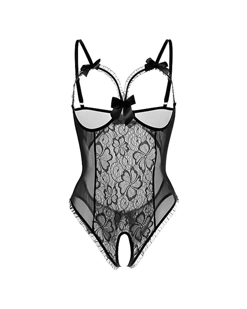 Crotchless Lace Mini Bodysuit