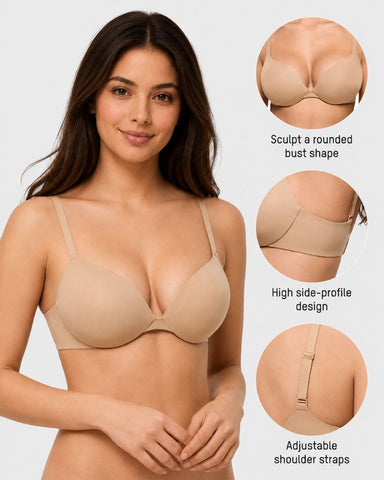 Deep Plunge Push-Up Underwire T-Shirt Bra
