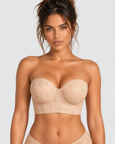 Strapless Longline Half-Cup Corset Bra
