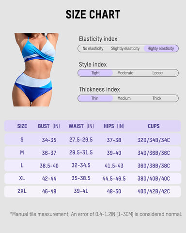 Twisted Front Color-Block High Waist Bikini Set