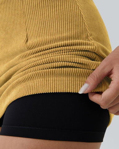 High-Waist 2-in-1 Corduroy A-Line Mini Skirt