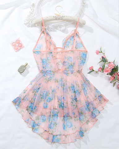 Plus Size Printed See-Through Camisole – Sexy Mesh Nightwear