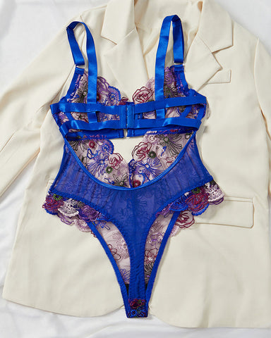 Sexy Sheer Lingerie for Women with Floral Embroidery & Cut-Outs