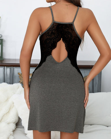 Sexy backless lace nightdress
