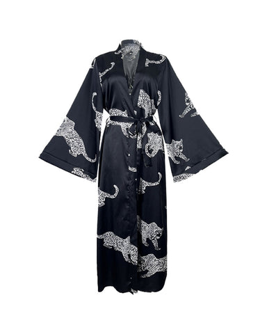 KissLove®Long Sleeve Satin Bathrobe Lace-Up Sexy Nightgown