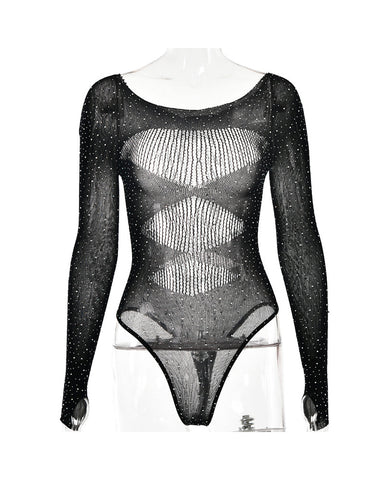 Sexy Long Sleeve Mesh Bodysuit