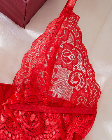 Sexy Lace Suspender Nightdress – Semi-Transparent with Irregular Hem