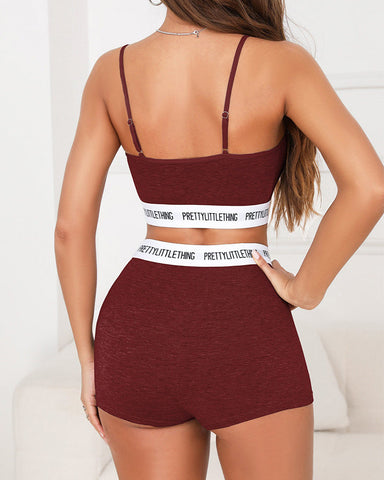 Yoga Push-Up Shockproof Strappy Back Sports Bra and Shorts Set