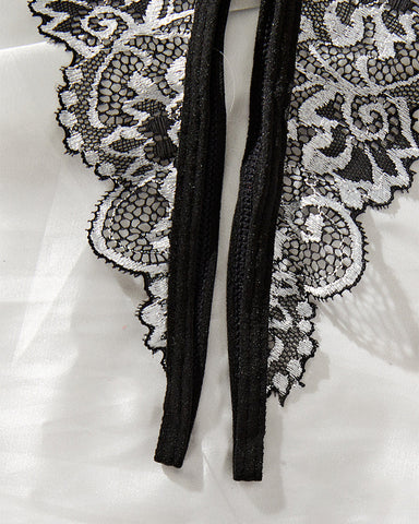 Sexy 2-Piece Lace Lingerie Set – Sheer Floral Design with Bows