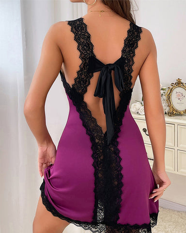 Sexy and comfortable solid color nightdress