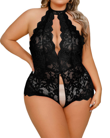 Sexy Lace Babydoll Teddy – One-Piece Crotchless Lingerie for Women